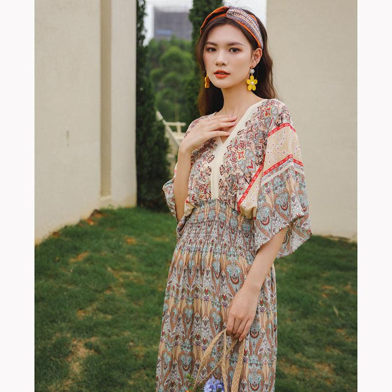 Indonesian Dress Female Thailand Bohemian Ethnic Retro Long Skirt Seaside Holiday Beach Skirt