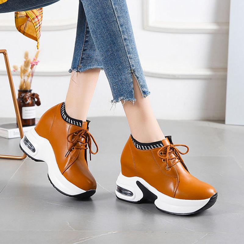 Inner Increase Women's Shoes Summer and Autumn White Shoes Korean Students All-match Casual Shoes Thick-soled Single Shoes