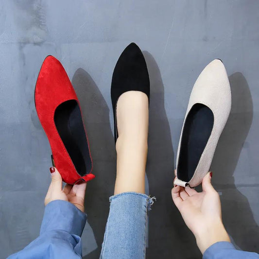 Solid Color Spring and Summer Single Shoes Women's Pointed Toe Flat Shoes Non-slip Casual Women's Shoes