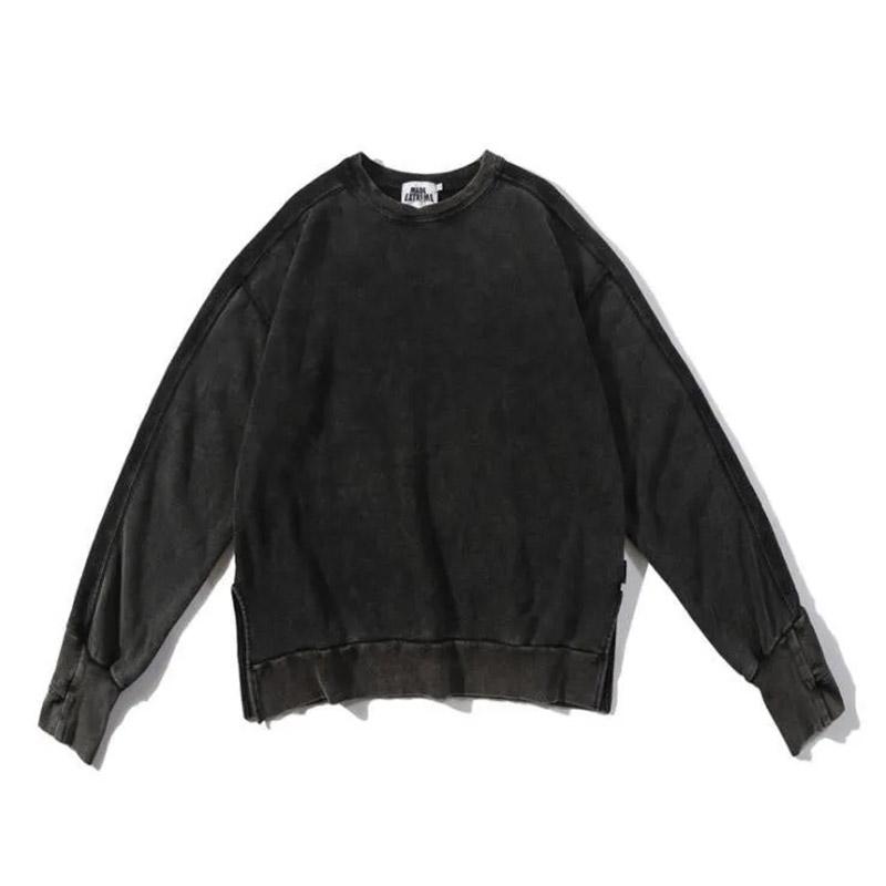 Sweater Men's Autumn and Winter Sleeves Oversize Drop Shoulders Retro Washed Solid Color Top Loose Casual Cool Men's Tops