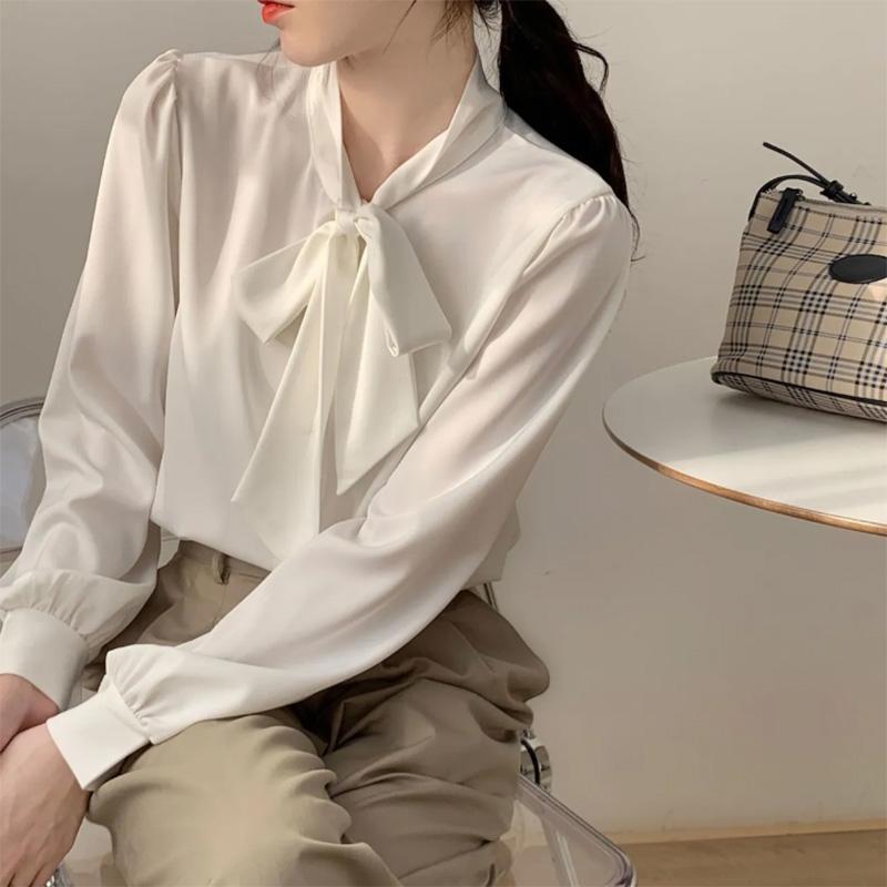 Bow Knot Shirt Women's Long Sleeve Design Chiffon Top Professional Dress Shirt