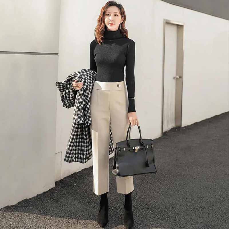 Woolen High-waist Straight-leg Pants Women's Autumn and Winter Fashion Loose and Thin Casual Cigarette Pants Nine-point Suit Pants