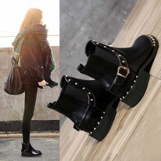 Autumn Winter Boots Fashion Zipper Ankle Boots Low Heel High Quanlity Leather Boots Casual Shoes
