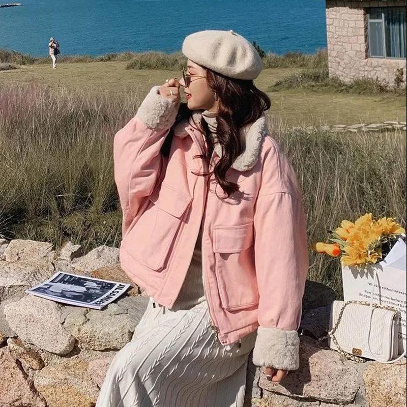 Plus Velvet Thick Winter Coat Women Loose Cotton Coat Plus Velvet POLO Neckline To Keep Warm and Comfortable Soft Women's Cotton Jacket