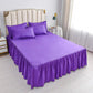 Non-slip Bedspread Korean Version of Solid Color Bed Sheet Lace Bed Skirt Three-piece Bedding Unilateral
