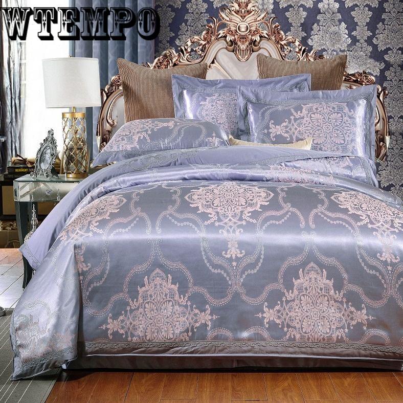 Jacquard cotton four-piece bedding quilt cover sheets pillowcase noble European embroidery