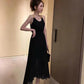 Black Sexy S-XL Women's Chiffon Dress Backless Bowknot Sleeveless Solid Color Elastic Waist Mid-calf Daily Wear Office Dating Party