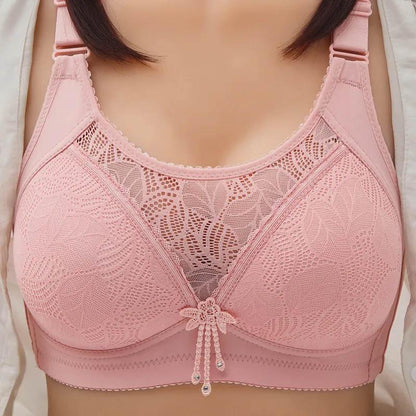 Large Size Thin Section Gathered Anti-glare Adjustment Comfortable Underwear Bra Without Steel Ring Spring and Summer Ladies Breathable Bra