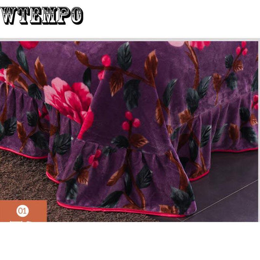 4pcS Soft Floral Print Quilt Duvet Cover  Bed Skirt Wedding Bedspread Full Twin Queen King Size Bed Sheet Mattress Cover Bedsheets