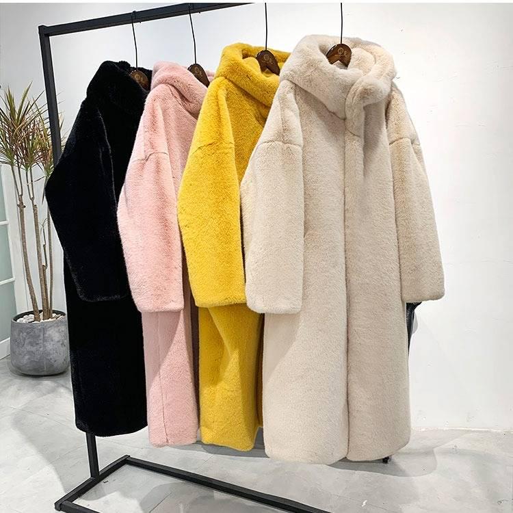 Women Winter Fur Coat Loose Lapel Overcoat Luxury Long Fur Coat Female Thick Warm Plush Coats
