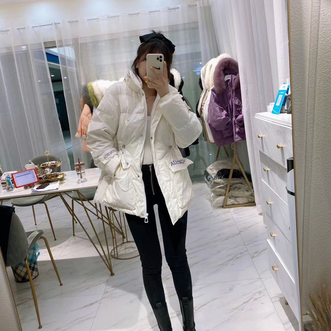 Oversized Down Cotton Jacket, Ladies Winter Contrast Color Hooded Cotton Jacket, for Bread Jacket