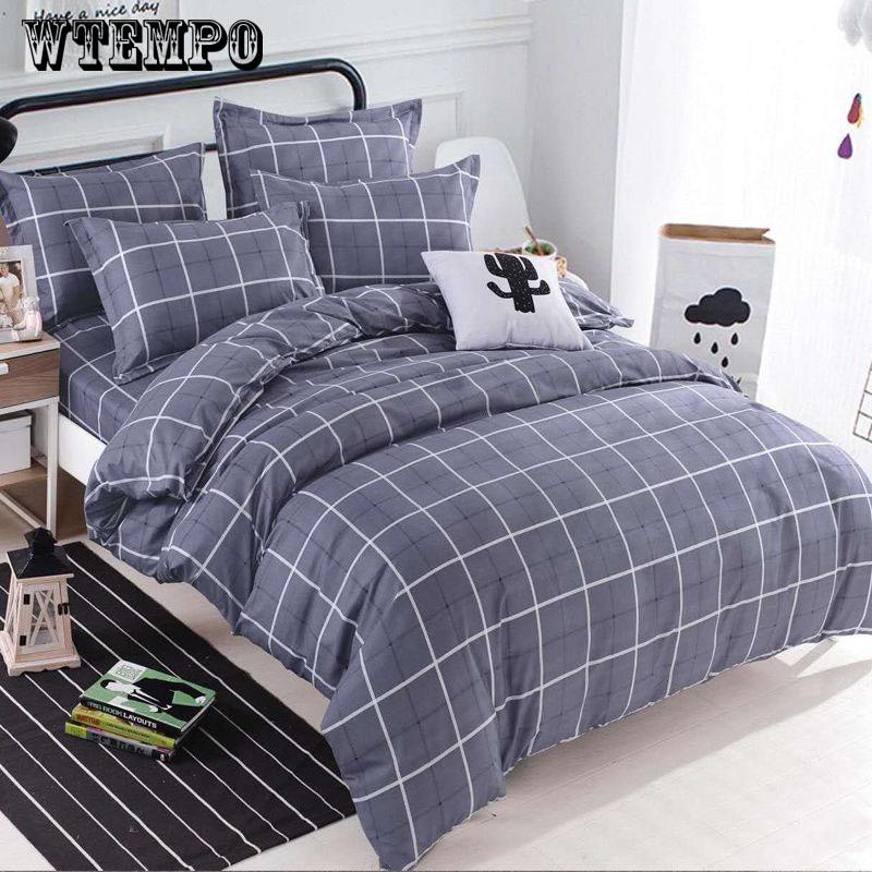 BrandNew Bedding Set Geometry Grid Simple Style Bedspread Striped Bed Sheet Pillowcases Home Decor
