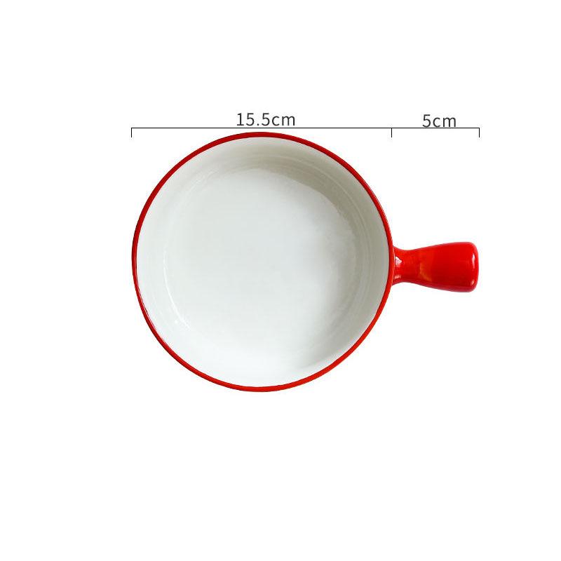 Nordic Style Instant Noodle Bowl with Handle Ceramic Baking Bowl Baked Rice Bowl Fruit Salad Bowl Home Microwave Oven Creative Baking Tray