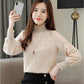 Genuine Fashion Trend Lace Bottoming Shirt Autumn and Winter Plus Velvet Thickening Warm High Neck Long Sleeve Women Sweater