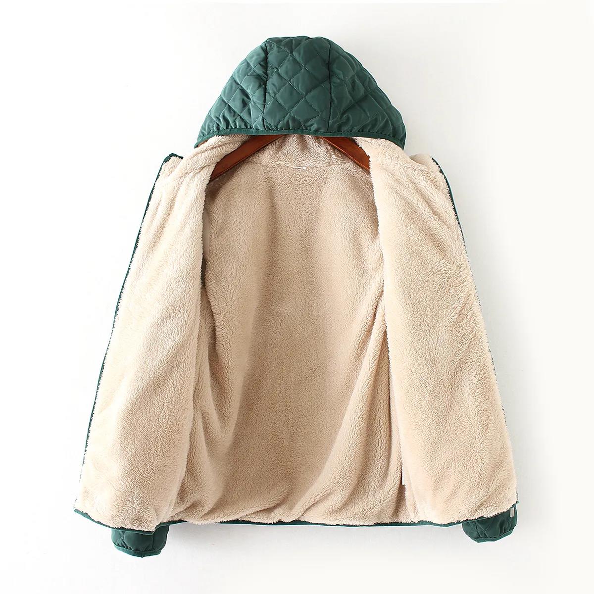 Women Solid Color Down Parkas Down Jackets Female Cotton-Padded Winter Coat Fleece Plus Size Hooded Outwear Coats