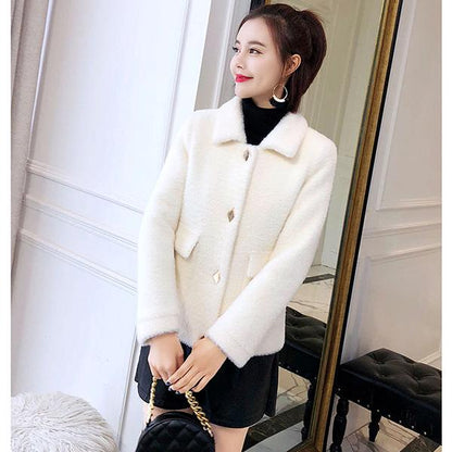 Non-shedding Casual Jacket Autumn and Winter Lapel Long-sleeved Sweater Thick Short Knitted Cardigan