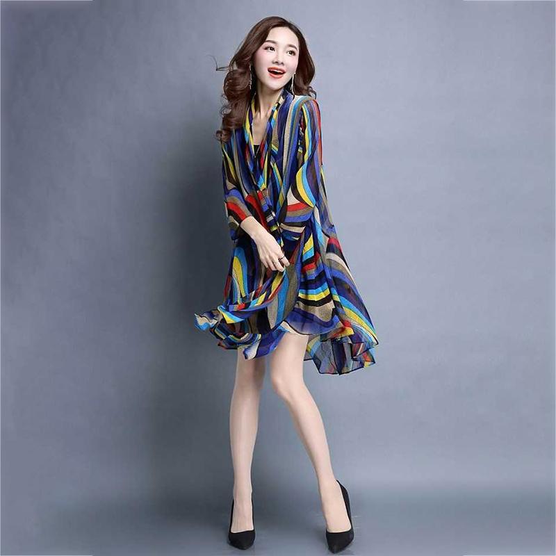 Sun-Dress Women's Sun Protection Clothing Mid-length Plus Size Shawl Loose Outer Chiffon Cardigan Thin Coat Beach Air-conditioned Rooms