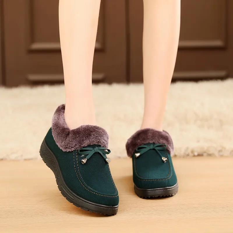 Winter Cotton Shoes Cloth Shoes Women's Flannel Surface Plus Velvet Thick Warm Shoes Beef Tendon Bottom Non-slip Shoes