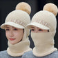 Hat Women's Winter Warmth and Thickened Cycling Wool Knitted Hat All-match Cold-proof Plus Velvet Outdoor One-piece Hat