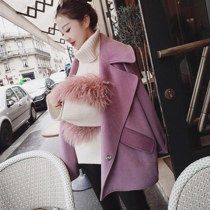 Women Wool Coat Female Winter Woolen Jacket Women's Popular Outerwear Woolen Coat Women Overcoat