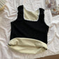 Velvet Women Vest Sexy Winter Thermals Square Neck Sleeveless Warm Body Tops Slim Solid Seamless Inner Wear Thermal Underwear