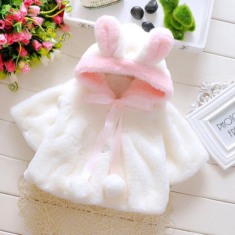 Ears Hooded Kid Tops Baby Cloak Cloak Coat Autumn and Winter Little Girl Fashion Coat