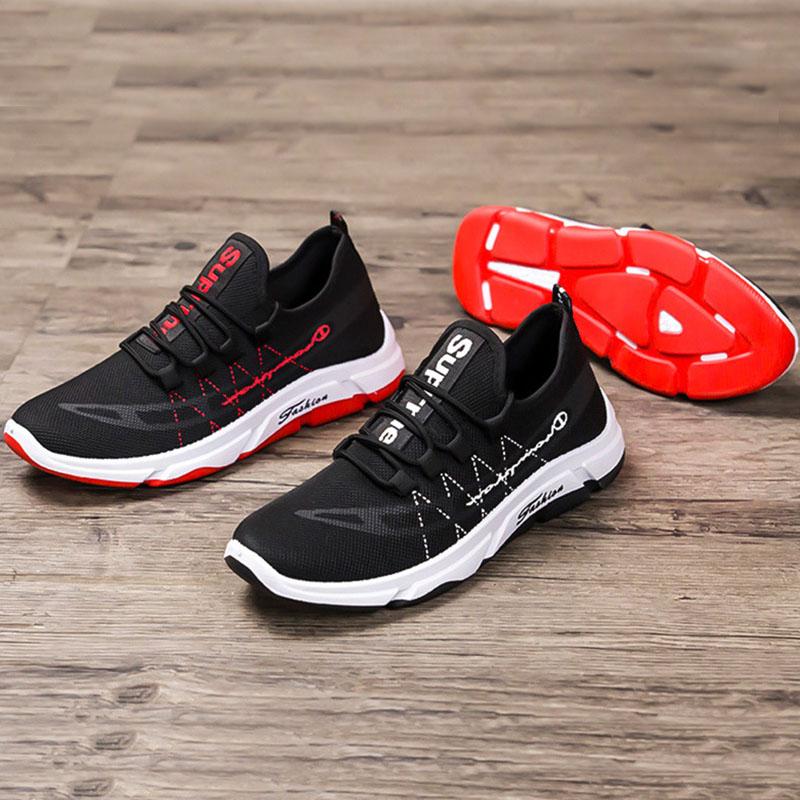Mesh Shoes Breathable Running Shoes Sports Shoes Men's Trendy Shoes Men's Casual Shoes Solid Color Non-slip Shoes