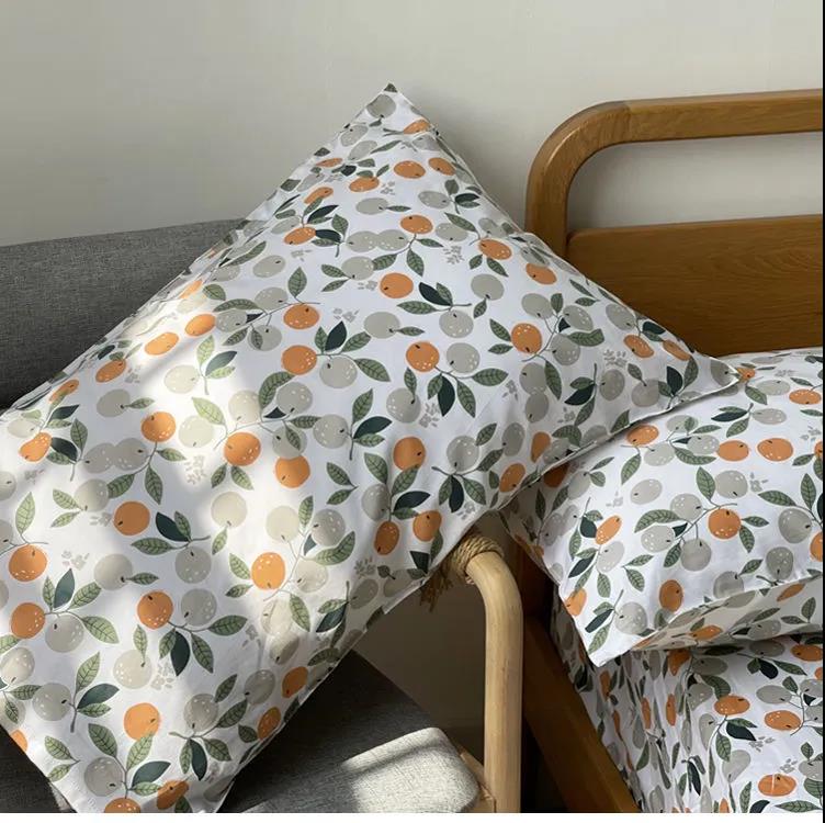 Two-pack of Twill Cotton Pillowcase Pastoral Style Floral Pillow Core Set Double Bed Bedding Set