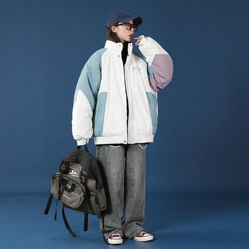 Jacket Men's Winter Padded Jacket Couple Wear Korean Version of The Trend Tooling Padded Jacket Ins Style Casual Color Matching Bread Suit Jacket
