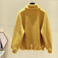 Faux Lamb Wool Plus Fleece Sweater Autumn and Winter Loose Half Zipper Coat Furry Padded Top