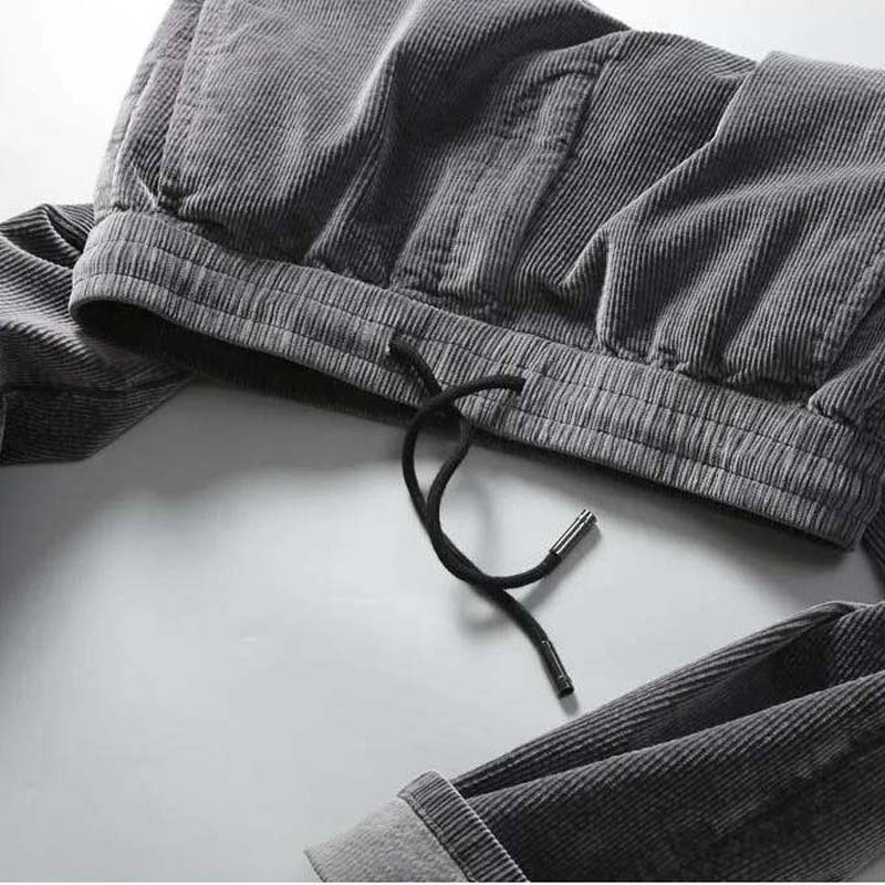 Autumn and Winter Corduroy Loose  Casual Trousers Men's Plus Velvet Thick Straight Pants