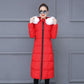 Winter Down Coat Women Fur Collar Warm Padded Jacket Long Black Fashion Plus Size Hooded Windbreaker Outerweaer Lady Thick Jacket and Coat