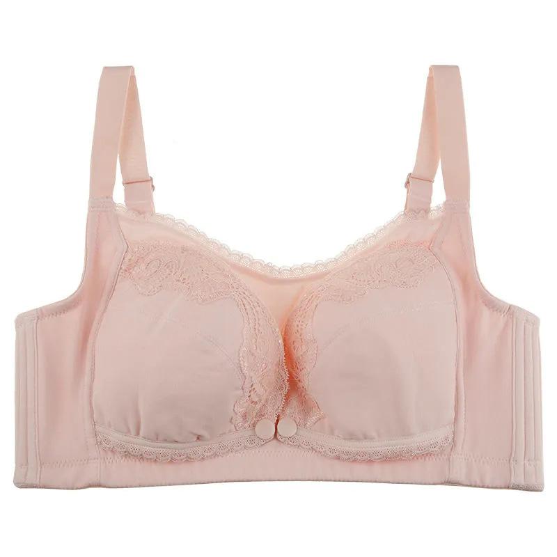Women's Nursing Underwear Comfortable Large Size Open Button Front Bra Maternity Bra Thin Cotton Lace Comfortable Brassiere No Steel Ring Underwear