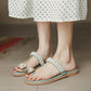 Sandals Women's Summer Flat Bottom All-match Pearl Rhinestone Sandals Fairy Style Beach Slippers Women's Outer Wear