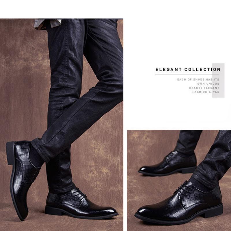 Black Men's Breathable Leather Shoes Korean Version of The Increase In The Young British Pointed Business Suits Men's Leather Shoes