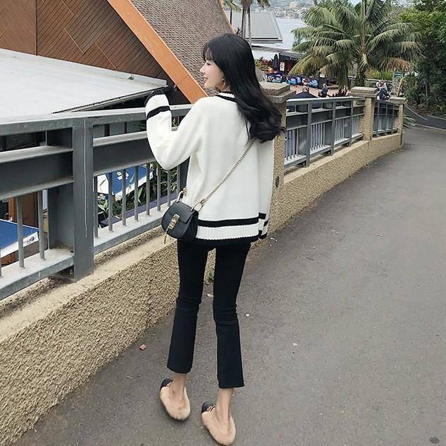 Pofulove Autumn Winter Sweater Female Korean Loose Was Thin Lazy College Style bottoming Sweater