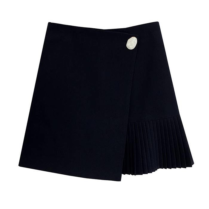 Summer Women Large Size High Waist Irregular Skirt Pleated Skirt Anti-light Out Mini A-line Skirt