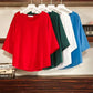 Solid Color Round Neck Pullover Shirt Chiffon Shirt Five-point Sleeves Plus Fat Plus Size Women's Loose and Thin