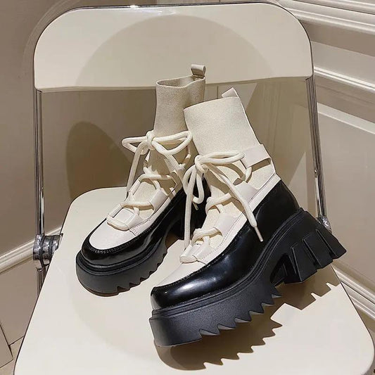 Women's Martin Boots Increased Tide Brand British Style Short Boots All-match Trendy Platform Boots