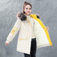 Winter Mid-length Loose Cotton Jacket Korean Version Plus Velvet Thick Coat Embroidery Hit Color Ladies Parkas