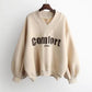 Sweater Women's Fleece Thickening Autumn and Winter Student Loose Letter V-neck Coat Women Sweatshirts