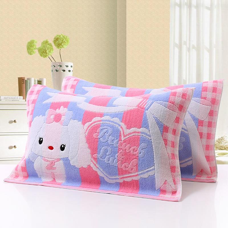Four Seasons Adult Cotton Cartoon Pillow Towel Pair Pack Increase Thicker Soft Comfortable Couple Terry Absorbent Pillow Towel
