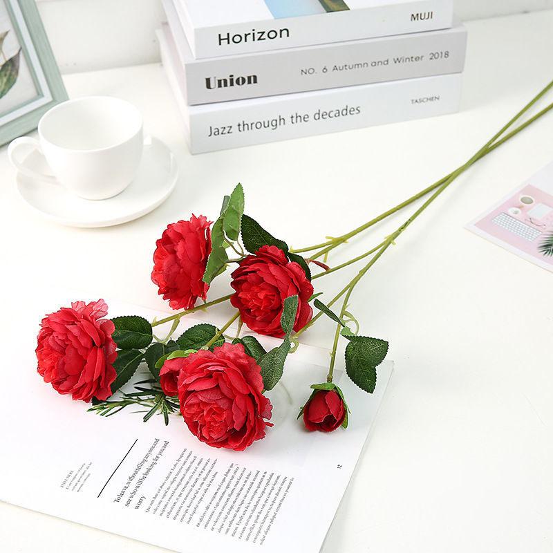 Simulation Peony Rose Bouquet Wedding Home Living Room Decoration Tea Table Fake Flower Silk Flower Flower Arrangement