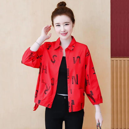 Vintage Autumn Ladies Jacket Flower Print Women Fashion Zipper Up Long Sleeve Casual Coat Slim Basic Bomber Jackets