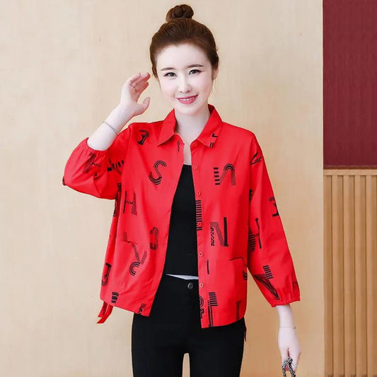 Vintage Autumn Ladies Jacket Flower Print Women Fashion Zipper Up Long Sleeve Casual Coat Slim Basic Bomber Jackets