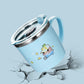 Stainless Steel Children's Straw Cup with Lid and Handle Anti-drop Water Cup Baby Learn To Drink Cup 220ML