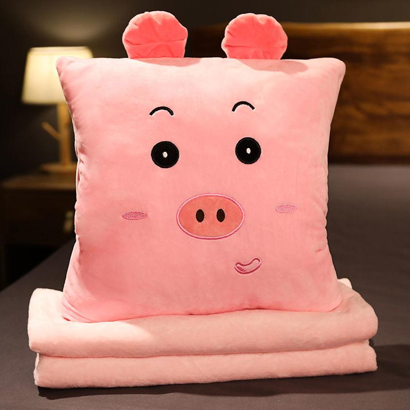 Office Pillow Soft Coral Velvet Quilt Dual-purpose Car Inner Cushion Nap Blanket Pillow Artifact Folding Car Three-in-one Easy To Carry