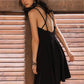 Fashion Backless Strap Dress Black Beach Vacation Short Dress Sexy Sleeveless Back Cross Dress