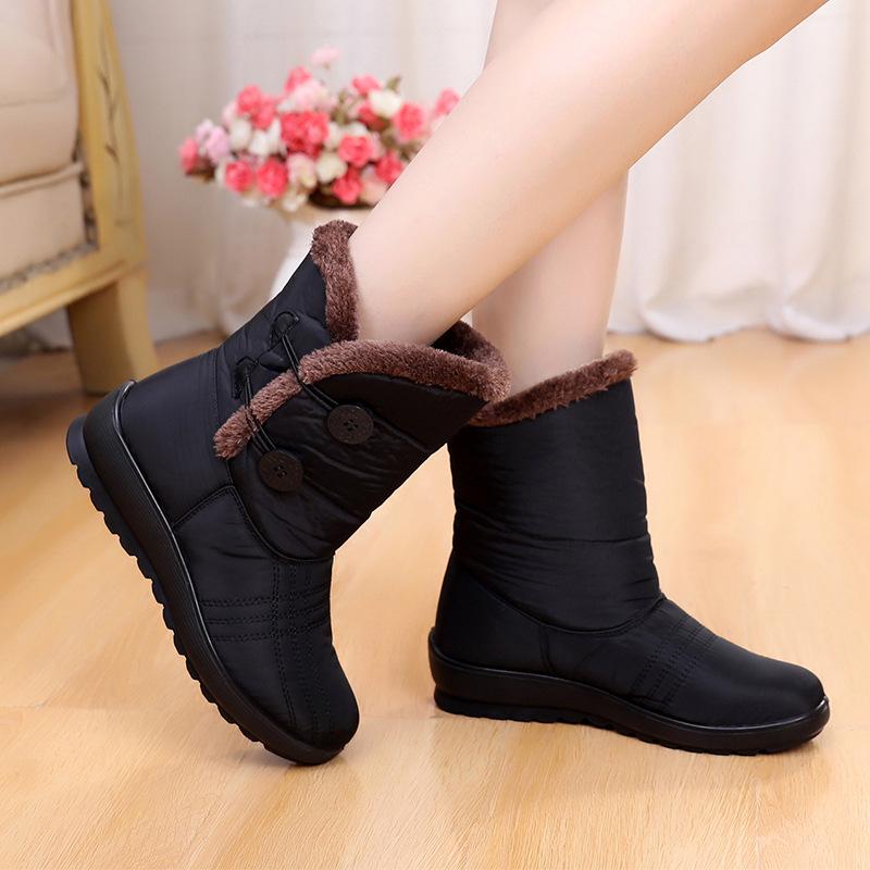 Thick Fur Snow Boots for Women Winter Ankle Boots Warm Waterproof Booties Black Red Casual Shoes Plus Size Outdoor Footwear Non Slip