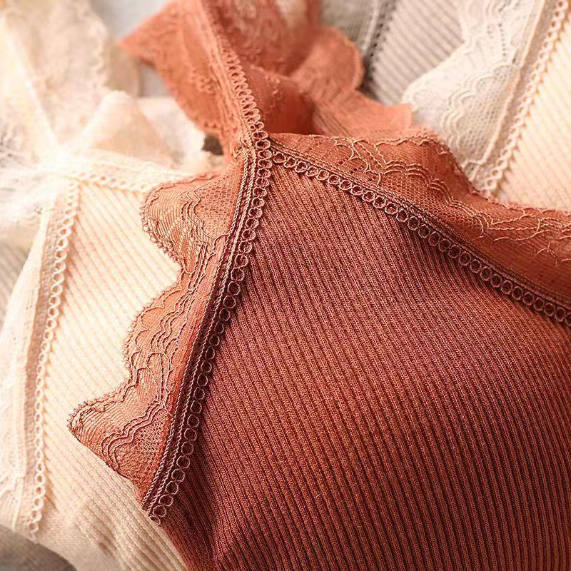 Women's Sexy Lace Wrapped Chest  Push Up Bra Top Beautiful Back Underwear Tube Top Wear Anti-glare Sports Underwear No Steel Ring Gather Chest